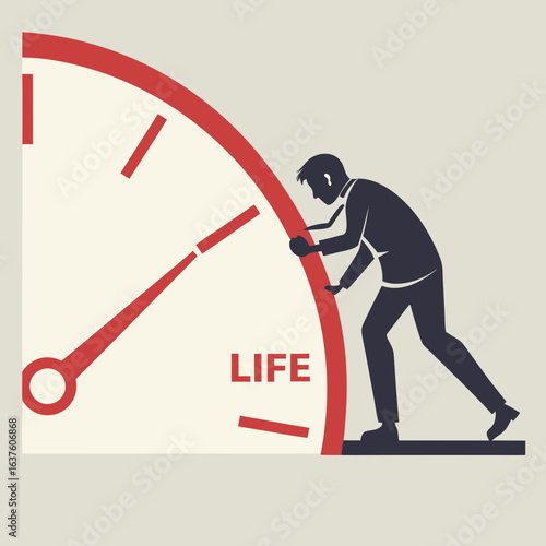 Life is short  live it typography with clock 