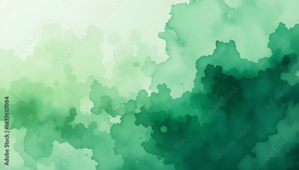 Fototapeta premium Green Watercolor Background for Textures, Artistic Projects and Web Banner Design