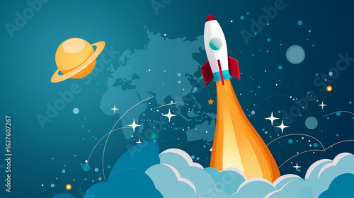 Space rocket vector illustration