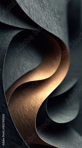 Abstract Overlapping Paper Shapes Creating Depth