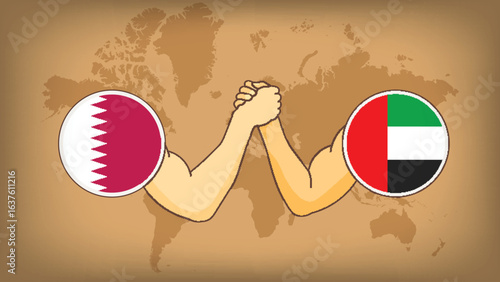High Quality background Featuring Hands Fight of UAE vs Qatar  