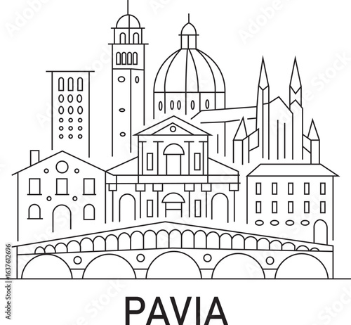 Pavia City Line Draw Simple Minimalist