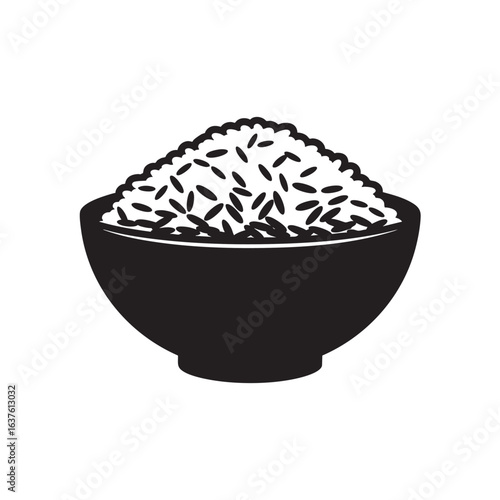 A bowl of rice a staple food vector illustration on a white background perfect for Asian cuisine related content