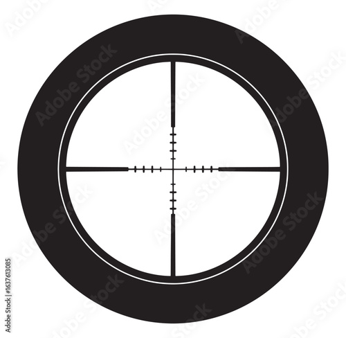 Black and white crosshairs aiming device isolated on white background for targeting