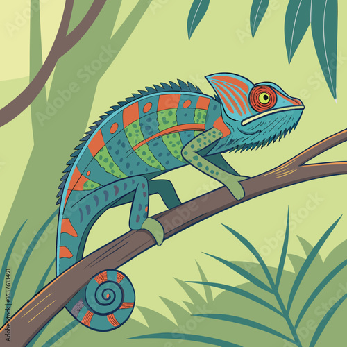 green lizard on a branch