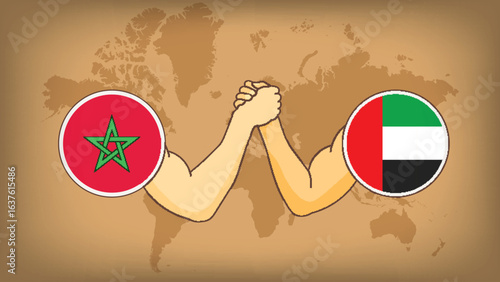 High Quality background Featuring Hands Fight of Morocco vs UAE  