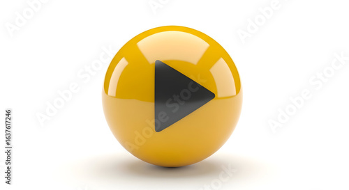 Free Download Yellow Play Button on a Glossy Orange Sphere - GFXLoad