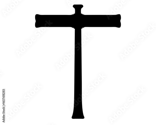 Silhouette of a rudimentary antique gavel or a primitive hammer tool