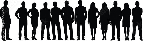business silhouettes, corporate team, professional group, office staff, teamwork concept, leadership, workplace diversity, career growth, formal attire, unity, 