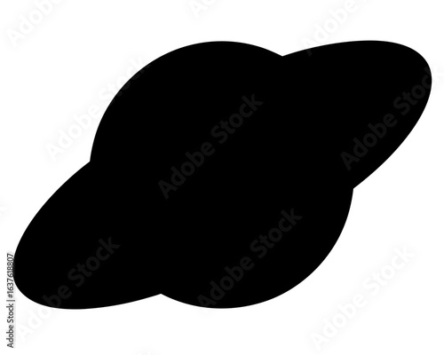 Black silhouette of an abstract asteroid or planet on a white background