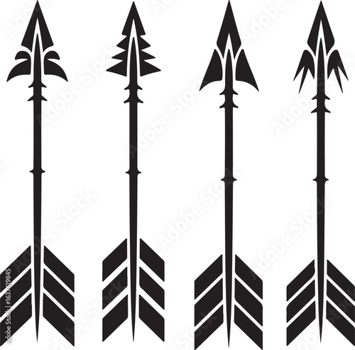 Black tribal arrows vector