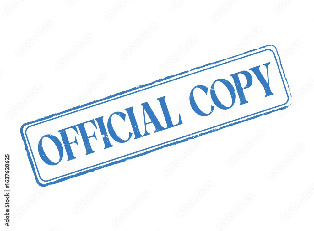 Fototapeta premium Official Copy Blue Rubber Stamp Seal with an Outline and Text