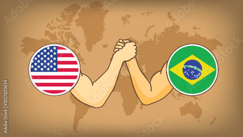 High Quality background Featuring Hands Fight of USA vs Brazil  