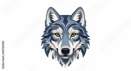 Striking wolf portrait captures wild spirit with layered artistry and intense golden eyes, perfect for powerful branding and designs.