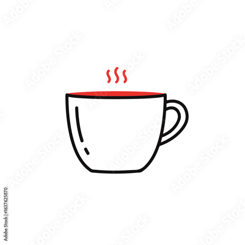A simple cup of coffee or tea with steam rising above it. 