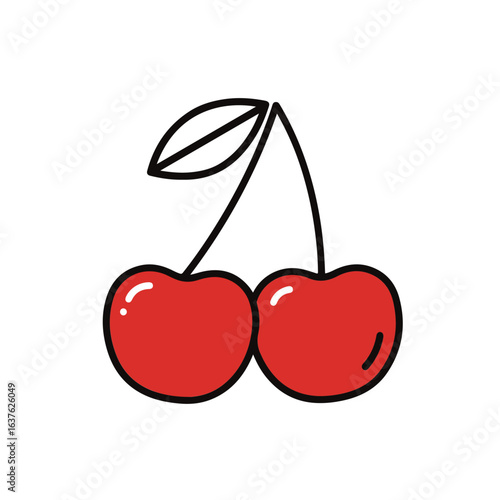 Wallpaper Mural Vibrant Red Cherries, a Sweet Delight with a leaf and stem. Torontodigital.ca