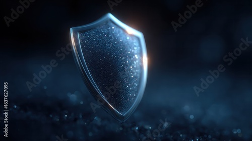 Defensive shield glimmering in the dark abstract setting 3d rendered image mystic atmosphere close-up view protection concept
