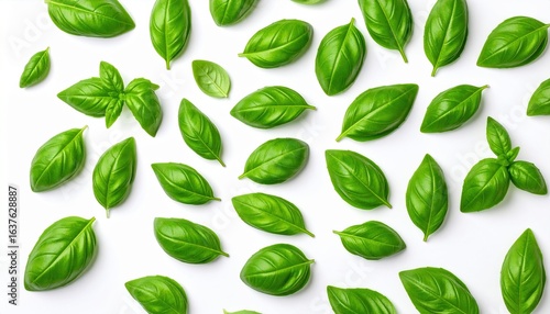 Vibrant Green Leaves on Crisp White Background Highlighting Natural Beauty and Freshness of Nature Scene