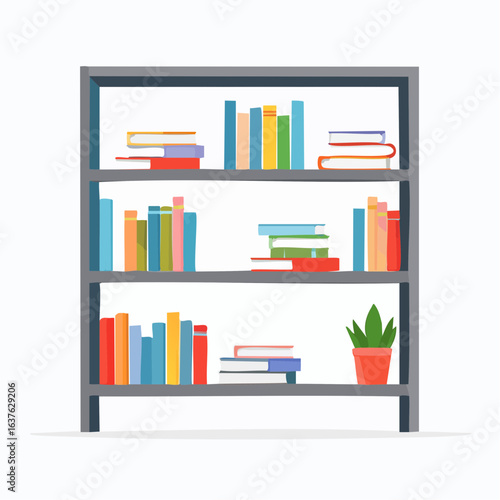 Bookshelf icon for home library or decor designs