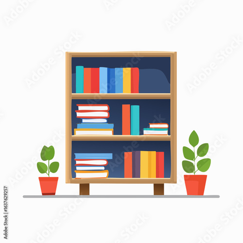 Bookshelf icon for home library or decor designs