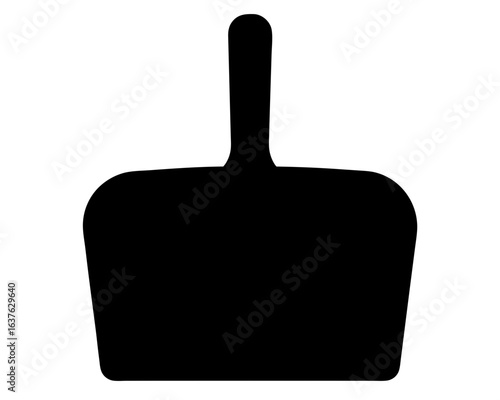 Black silhouette of a plastic dustpan with a simple design for cleaning