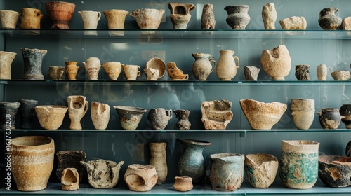 Wallpaper Mural Display of ancient pottery fragments in museum Torontodigital.ca