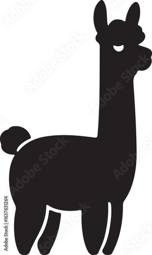 Silhouette Style Vector Alpaca Logo Icon – Minimal Farm Animal Symbol for Textile, Wool, Nature, or Eco Branding, Monochrome Llama Design Graphic for Print, Web, Fashion, and Merchandise