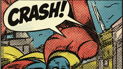 Comic book style illustration with the word "CRASH!" in a speech bubble.