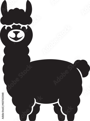 Silhouette Style Vector Alpaca Logo Icon – Minimal Farm Animal Symbol for Textile, Wool, Nature, or Eco Branding, Monochrome Llama Design Graphic for Print, Web, Fashion, and Merchandise