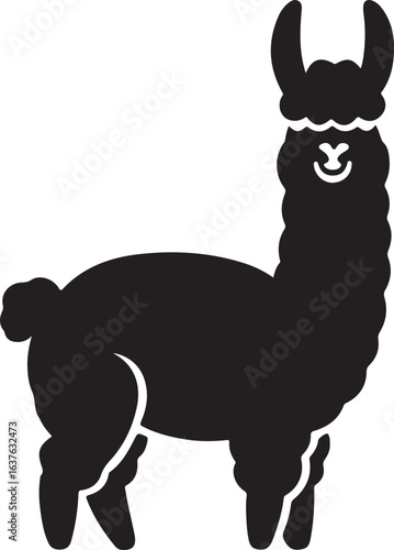 Silhouette Style Vector Alpaca Logo Icon – Minimal Farm Animal Symbol for Textile, Wool, Nature, or Eco Branding, Monochrome Llama Design Graphic for Print, Web, Fashion, and Merchandise