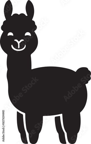 Silhouette Style Vector Alpaca Logo Icon – Minimal Farm Animal Symbol for Textile, Wool, Nature, or Eco Branding, Monochrome Llama Design Graphic for Print, Web, Fashion, and Merchandise