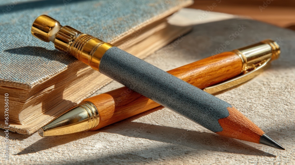 Naklejka premium Pencil on table banner