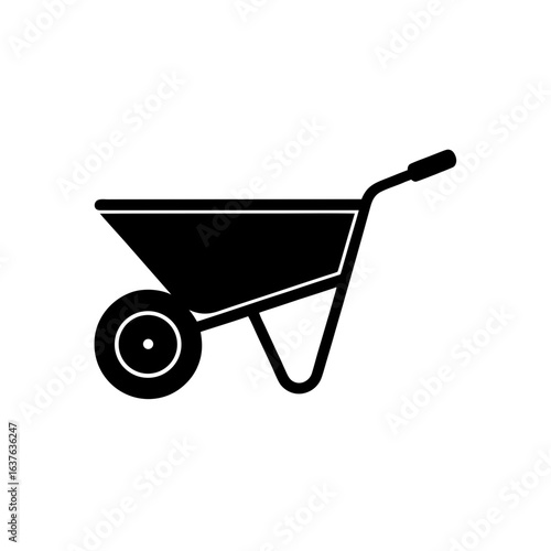 Isolated wheelbarrow art on transparent background silhouette