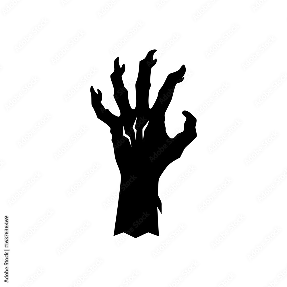 Fototapeta premium Creepy hand silhouette on transparent background