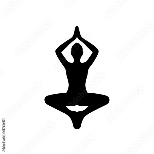Silhouette yoga pose on transparent background