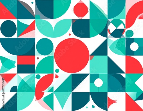 Mid-Century Modern Abstract: A Geometric Pattern of Shapes in a Vibrant Retro Palette