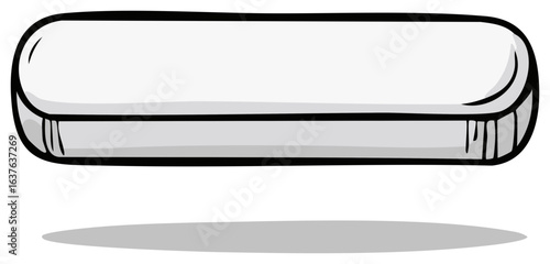 Illustration of a stylized long button with rounded edges and shadow, in cartoon style.