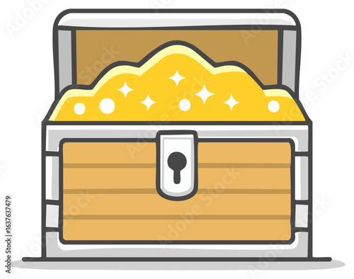Open Wooden Treasure Chest Filled With Sparkling Gold Coins and Jewels