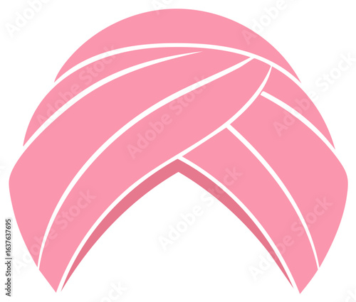 Pink turban illustration in flat design, isolated on white background