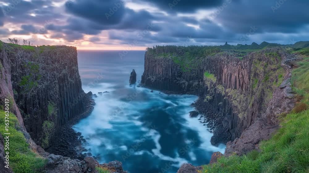 Majestic Sunrise over Volcanic Cliffs and Ocean Majestic Sunrise over Volcanic Cliffs and Ocean