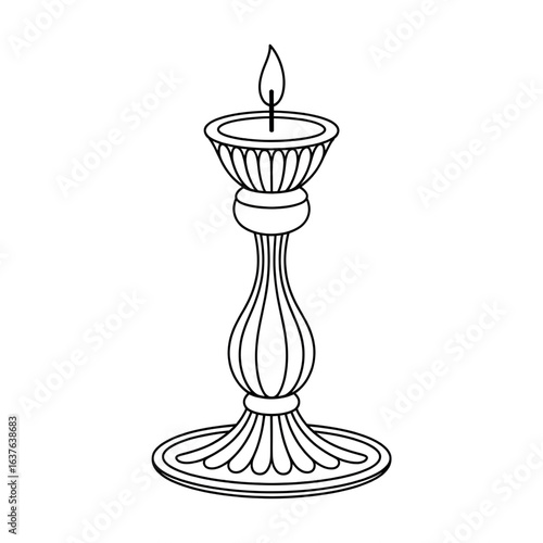 A black and white candle illustration line art of a coloring page