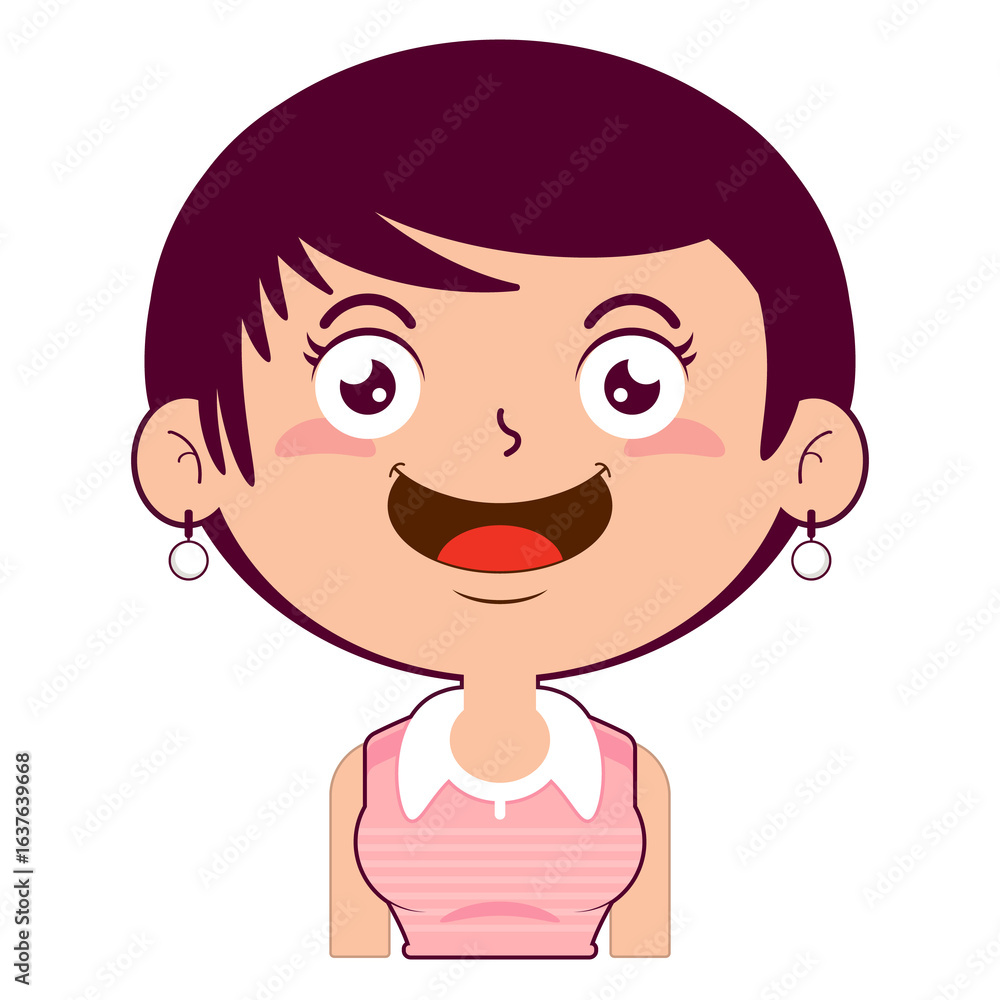 girl short bob hair playful face cartoon cute girl short bob hair playful face cartoon cute
