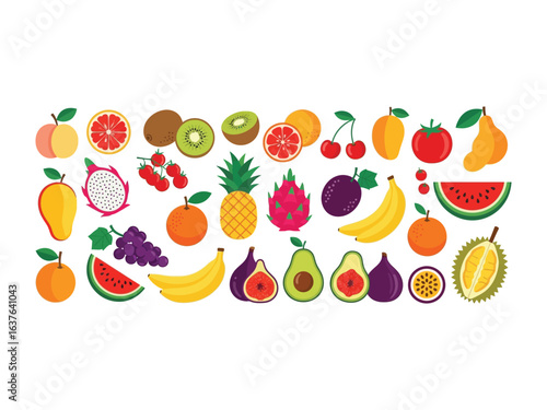 Exotic Fruit Assortment: A vibrant medley of fresh, colorful, and inviting fruits, showcasing nature's bounty with an artistic flair. A tantalizing array, ripe for health, culinary delight.