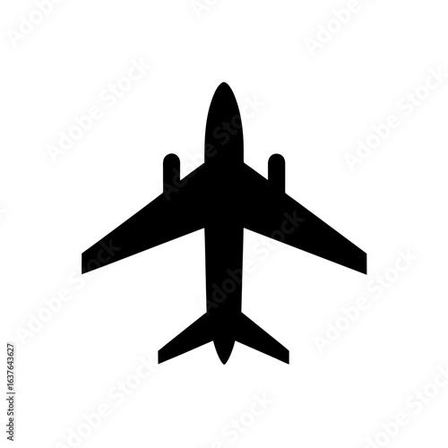 Airplane simple icon on transparent background silhouette