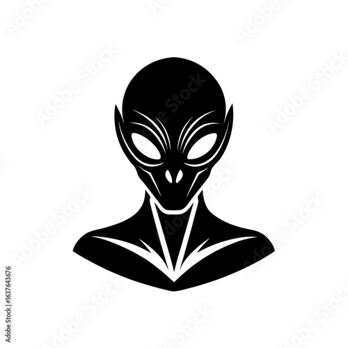 Alien head silhouette on transparent background
