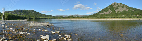 Panorama of the mountain river Sob.