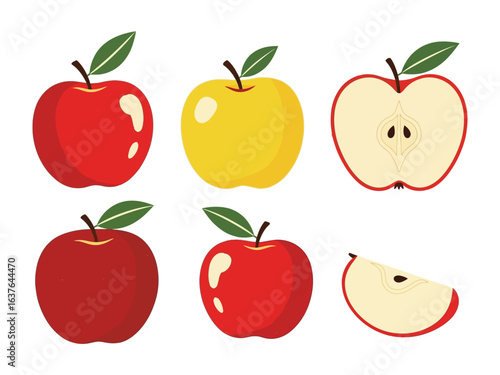 Fresh Apple Assortment: A colorful assortment of fresh apples, showcasing a variety of forms and hues. Each apple is a testament to the season's bounty and healthy eating.