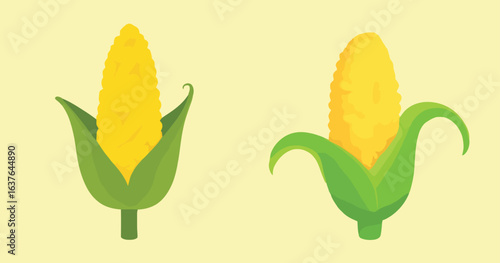 Stylized Corn on the Cob Vector Clipart Set