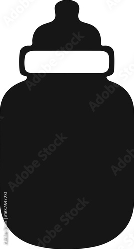 Silhouette Style Vector Feeder Bottle Logo Design Icon – Minimal Baby Milk Bottle Symbol for Parenting, Nursery, Healthcare, and Childcare Branding, Monochrome Infant Feeding Graphic Illustration