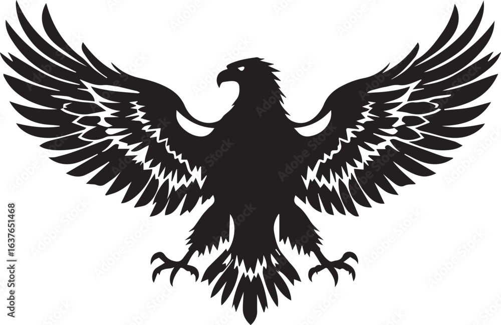 Fototapeta premium A majestic eagle with wings spread, a powerful and fierce vector silhouette